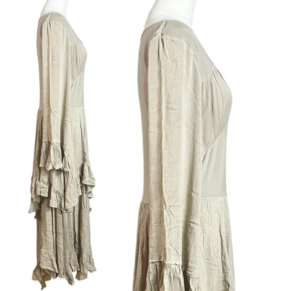 Free People Ethereal Billowy Ruffle Mamacita Maxi Dress Neutral Witchy XL NWT - Picture 12 of 17
